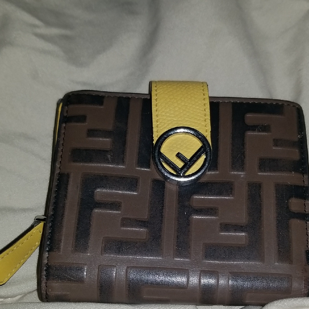 Fendi Brown and Yellow Monogram Bifold Wallet